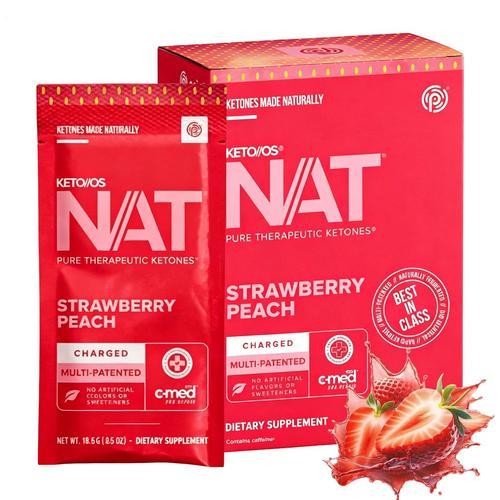 PRUVIT Ketone Drink Keto Nat STRAWBERRY PEACH Charged 20 Pack
