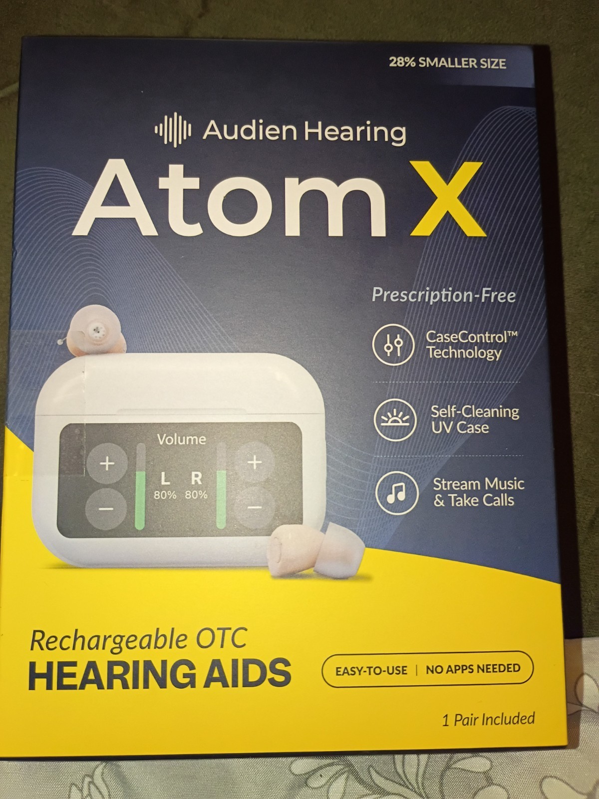 Audien Hearing Atom X Rechargeable OTC Hearing Aids Brand New