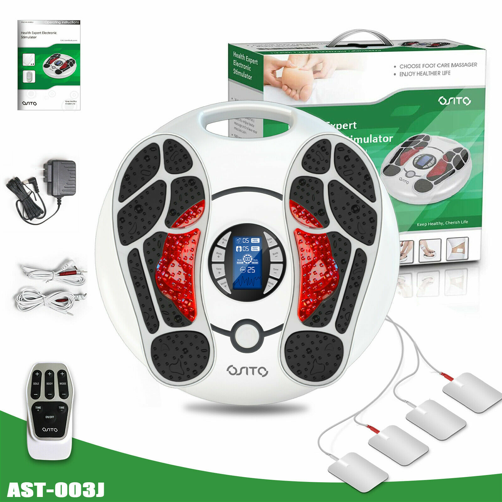 OSITO Electric Foot Massager Tens ems Relieves Neuropathy Pain Relaxes Feet US