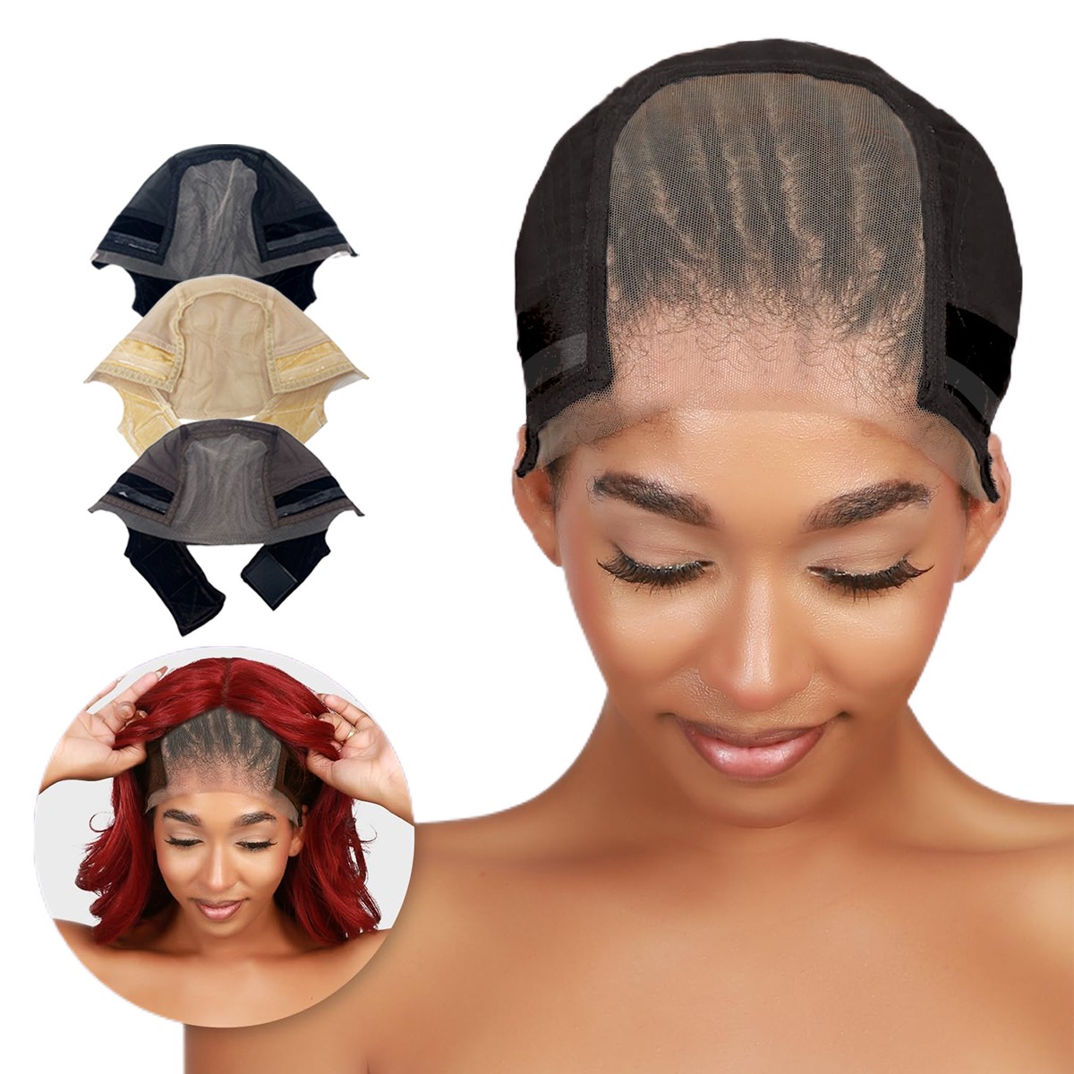 Lace wig grip cap adjustable, keeping wigs in place, Adjustable Grip, Reusable