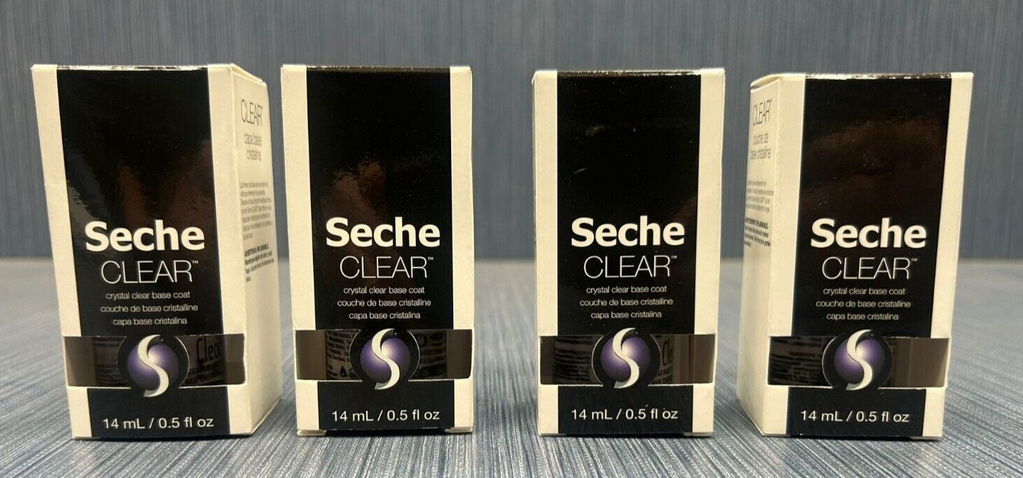 Seche Clear Base Coat Nail Polish .5 fl oz – CLEAR ~ Lot Of 4 Pcs