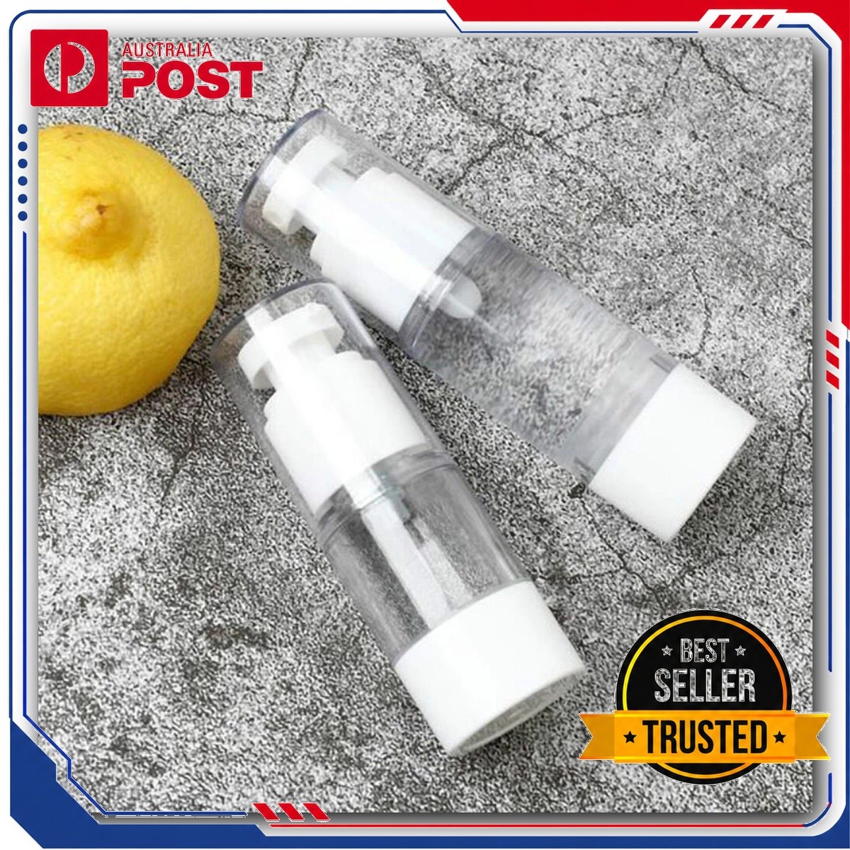 10Pcs Airless Lotion Cream Pump Bottles 15-100ml Clear Travel Size