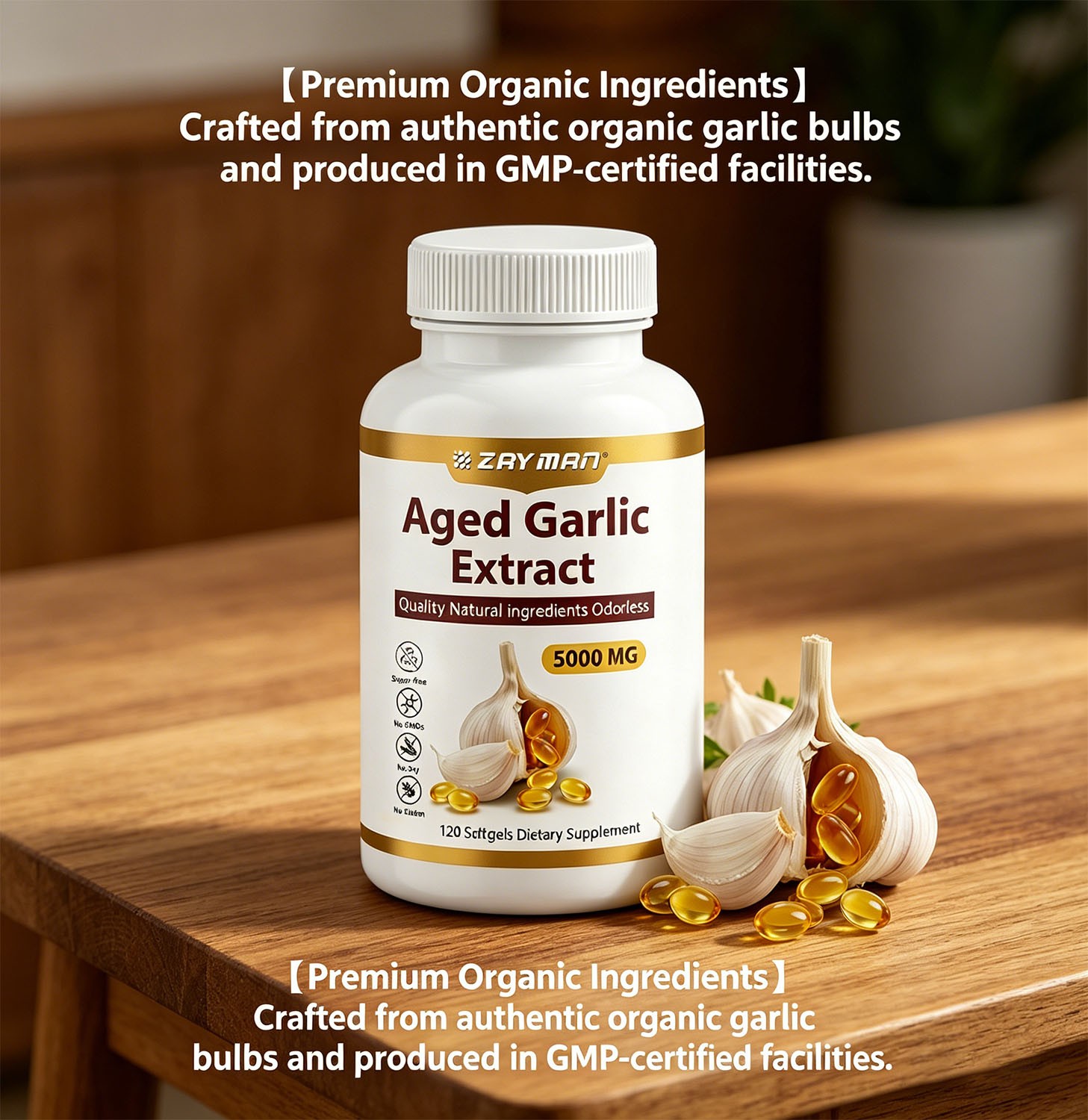 Aged Garlic Extract –120 Count Odorless Garlic Supplement Immune Support