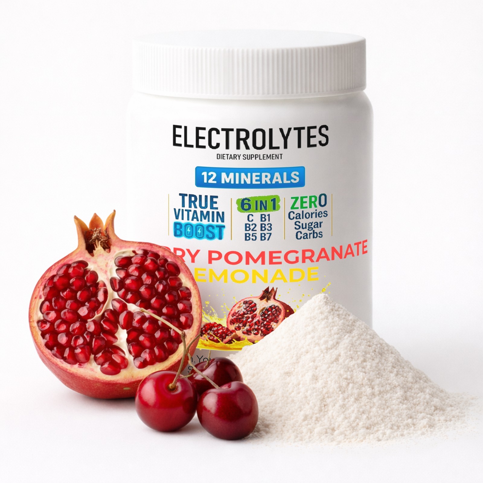 Electrolyte Complex Hydration Powder 12 Minerals + 6 Vitamins Cherry Pomegranate