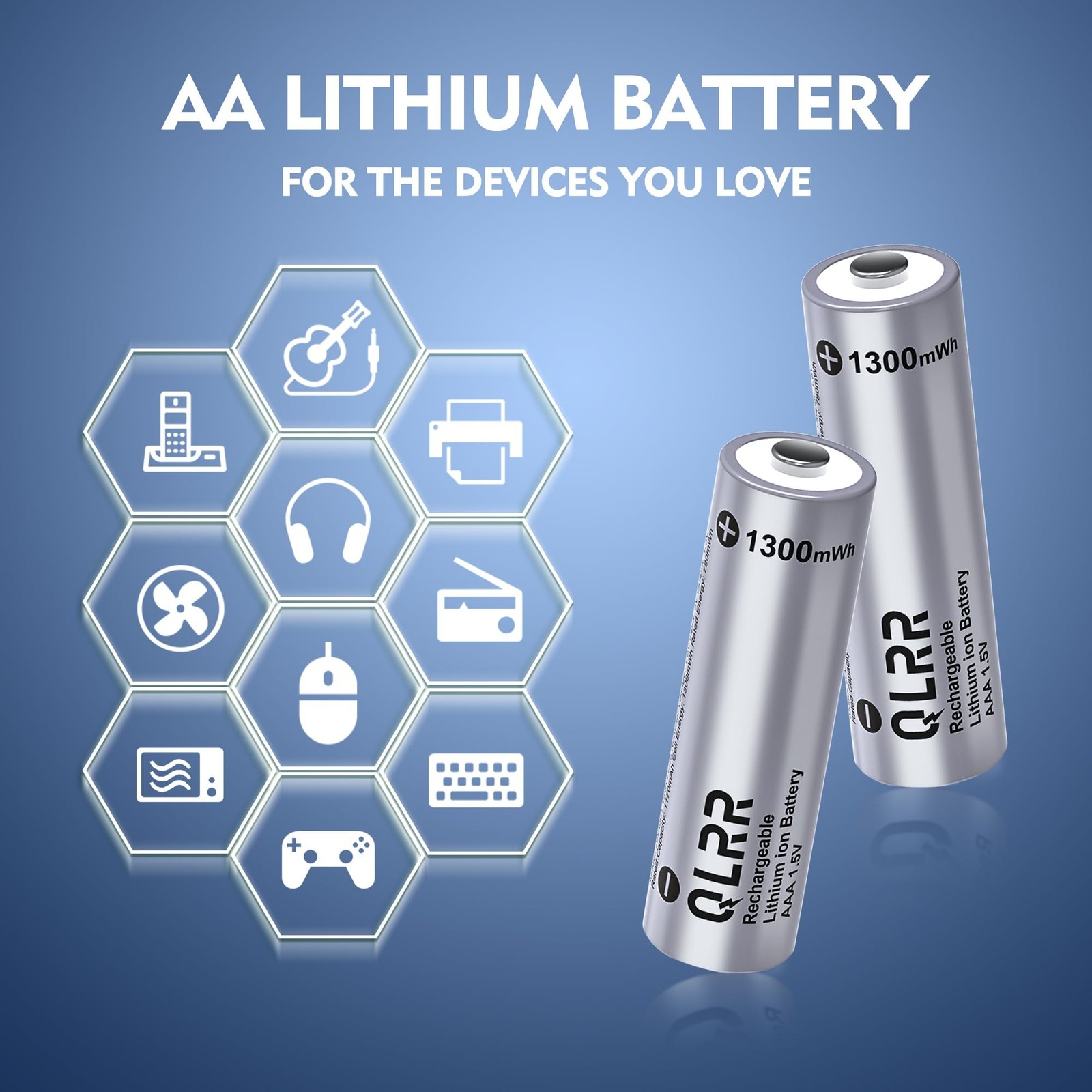 Rechargeable Lithium AAA Batteries with Fast Charger 8 Pack 1.5V 1300mWh High…