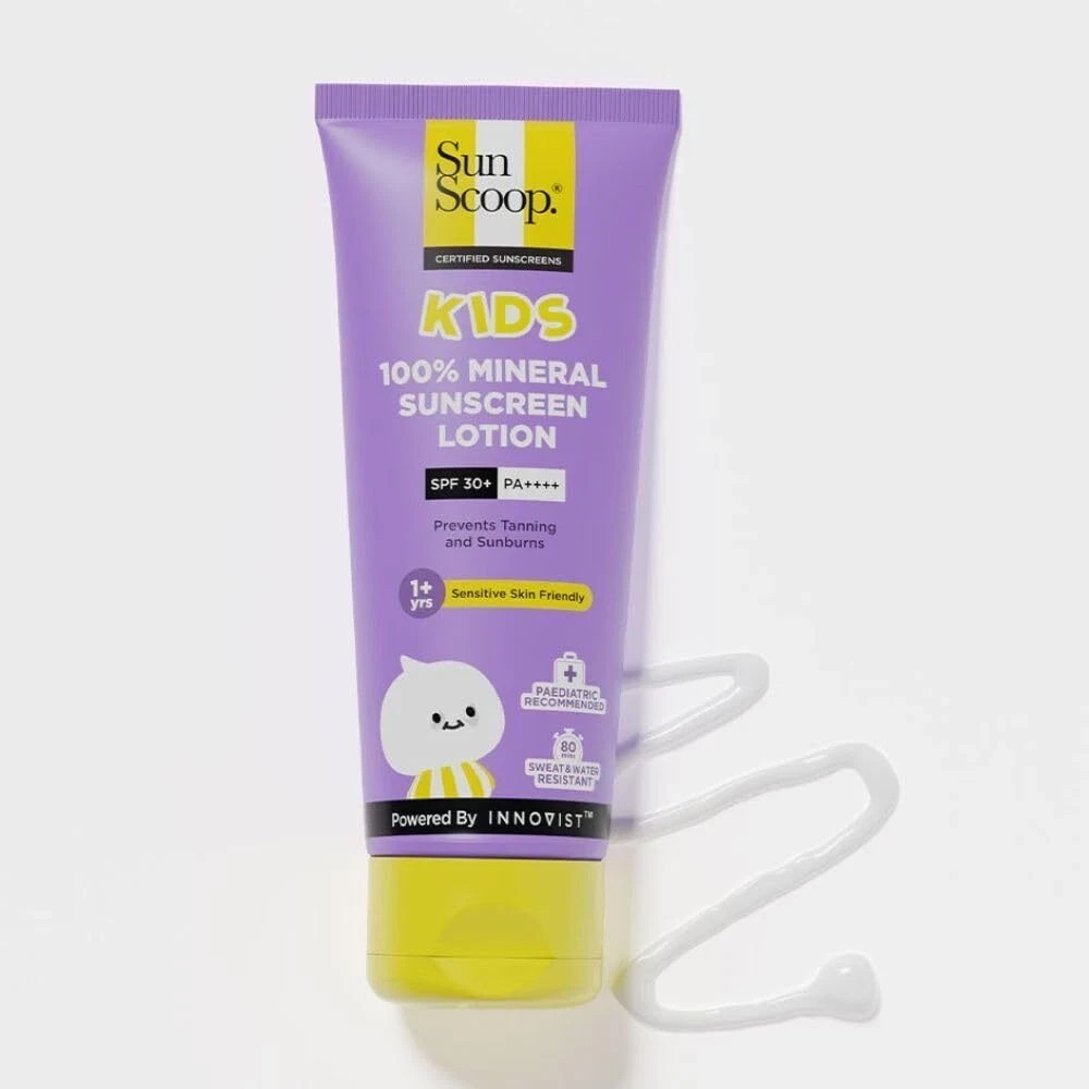 SunScoop Kids 100% Mineral Sunscreen Lotion SPF 30+ Sweat Water Resistant 75g
