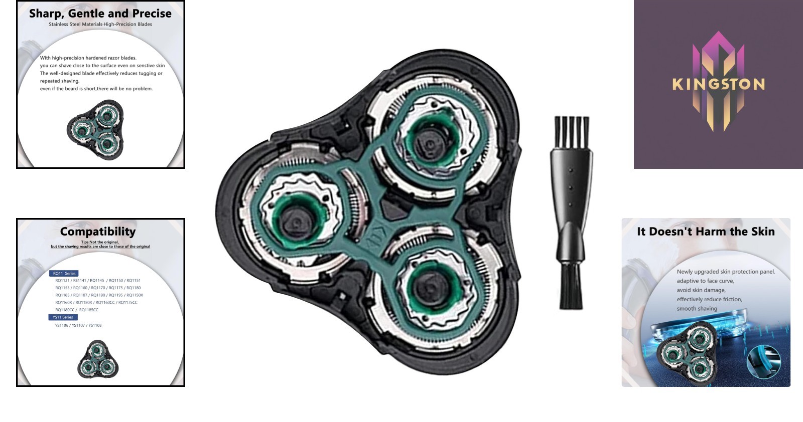 Dual Precision RQ11 Replacement Head for Philips Norelco Shavers – 360° Shave