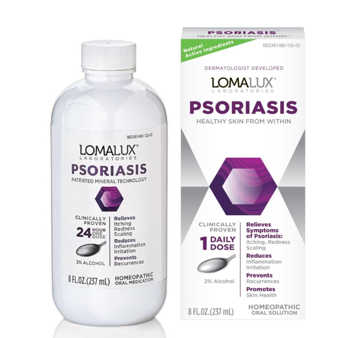Loma Lux Psoriasis Relief Natural w/Minerals – 8 Fl Oz (Pack of 1), Clear