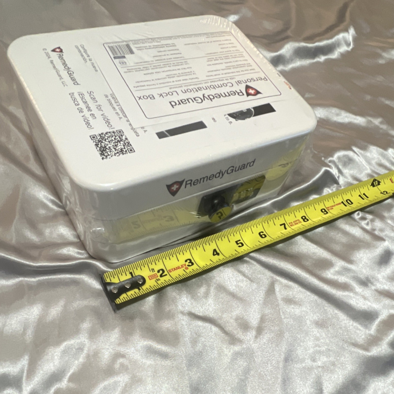 RemedyGuard Combination Lock Box White Stackable Easy Carry Solid Metal