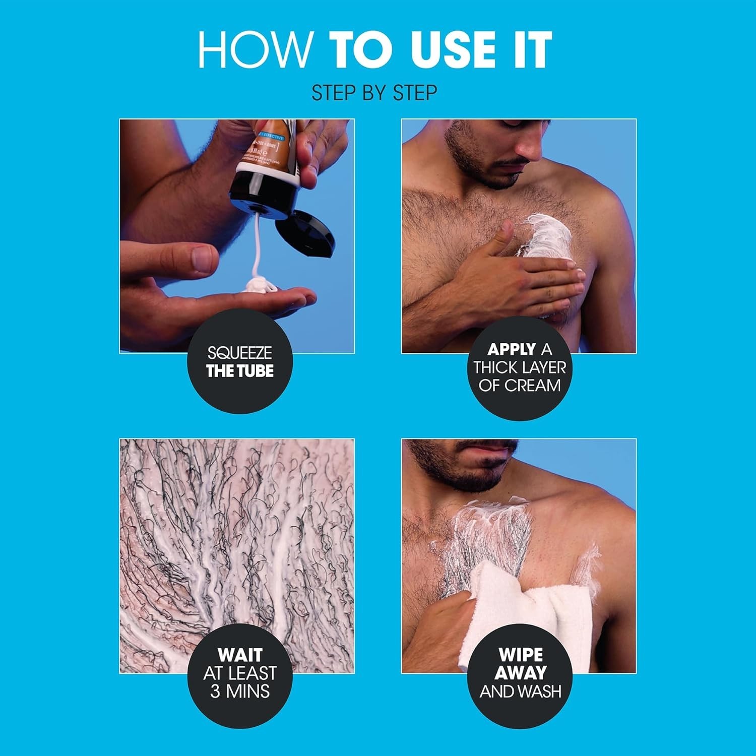6.8 Fl Oz Painless Hair Removal Cream for Coarse Male Body Hair – All Skin Types