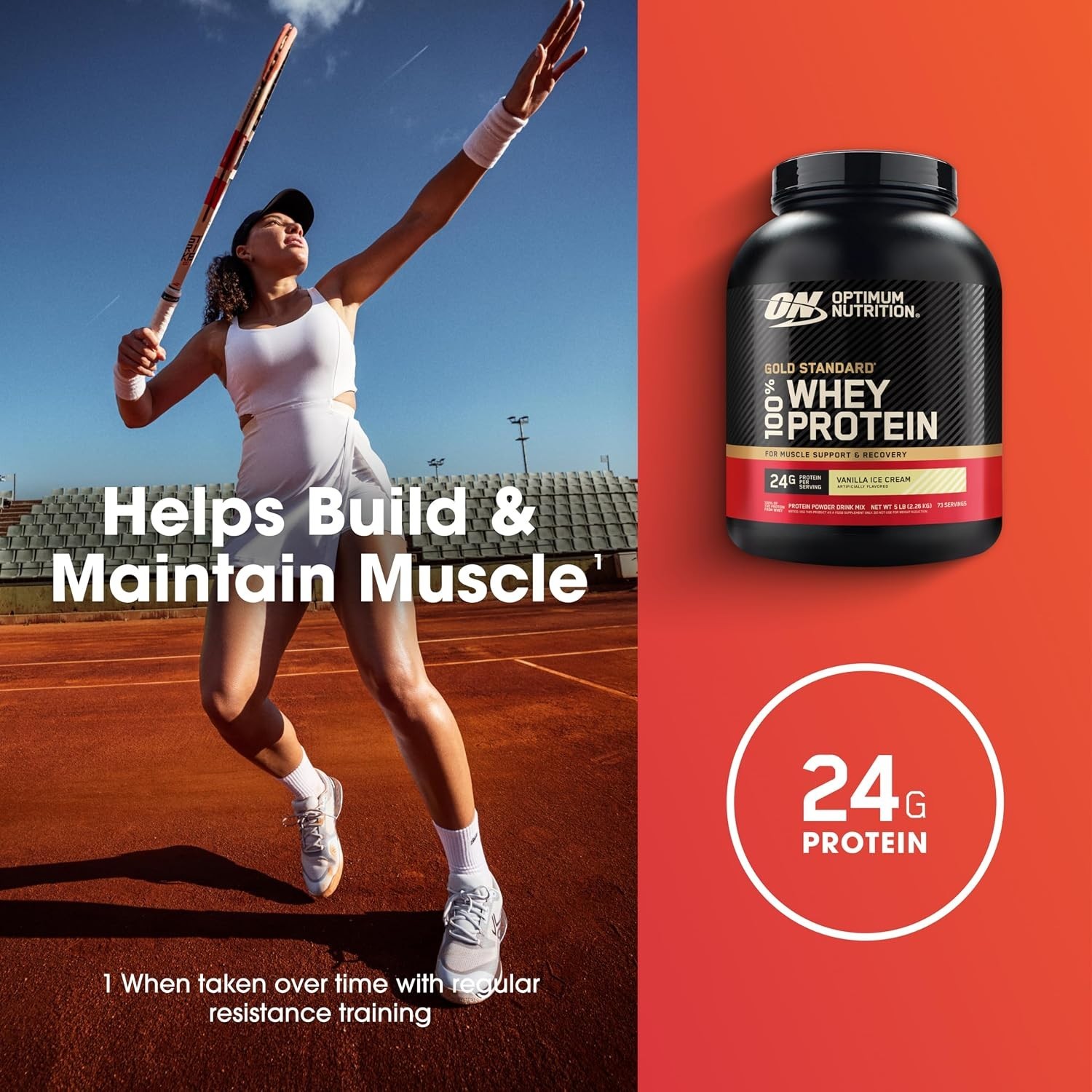 100% Whey Protein Powder – Vanilla Ice Cream, 5 lb for Stronger Muscles