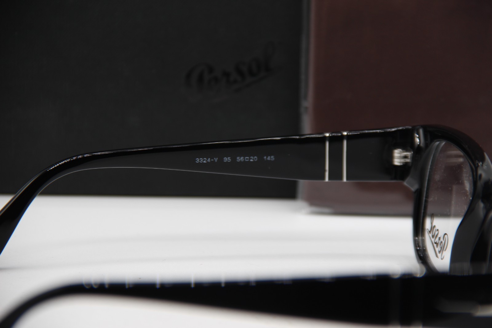 NEW PERSOL P 3324-V 95 BLACK SILVER AUTHENTIC FRAMES EYEGLASSES 56-20