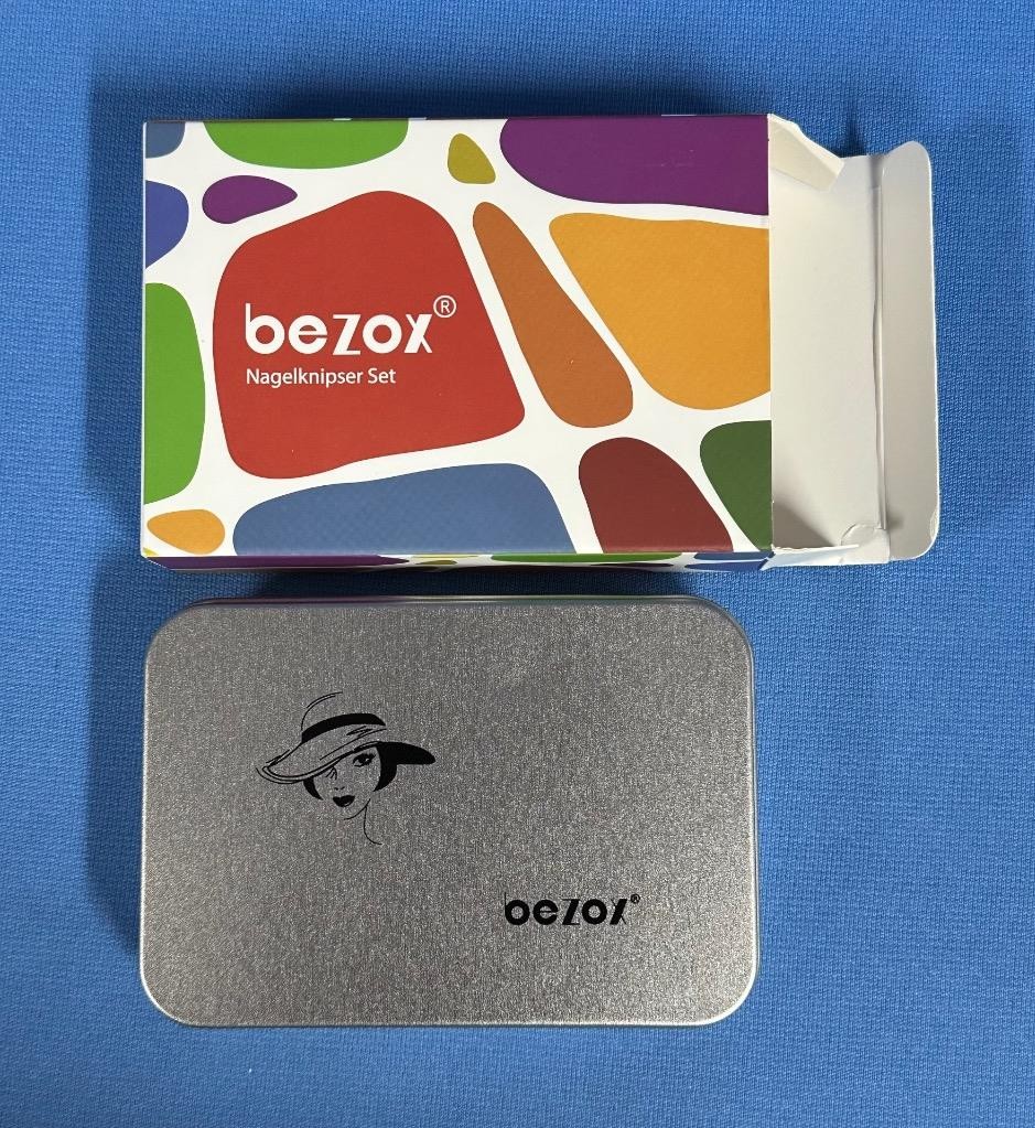 BEZOX 3 Pc Toenail Clipper Set with Metal Storage Box, Stainless Steel + ABS