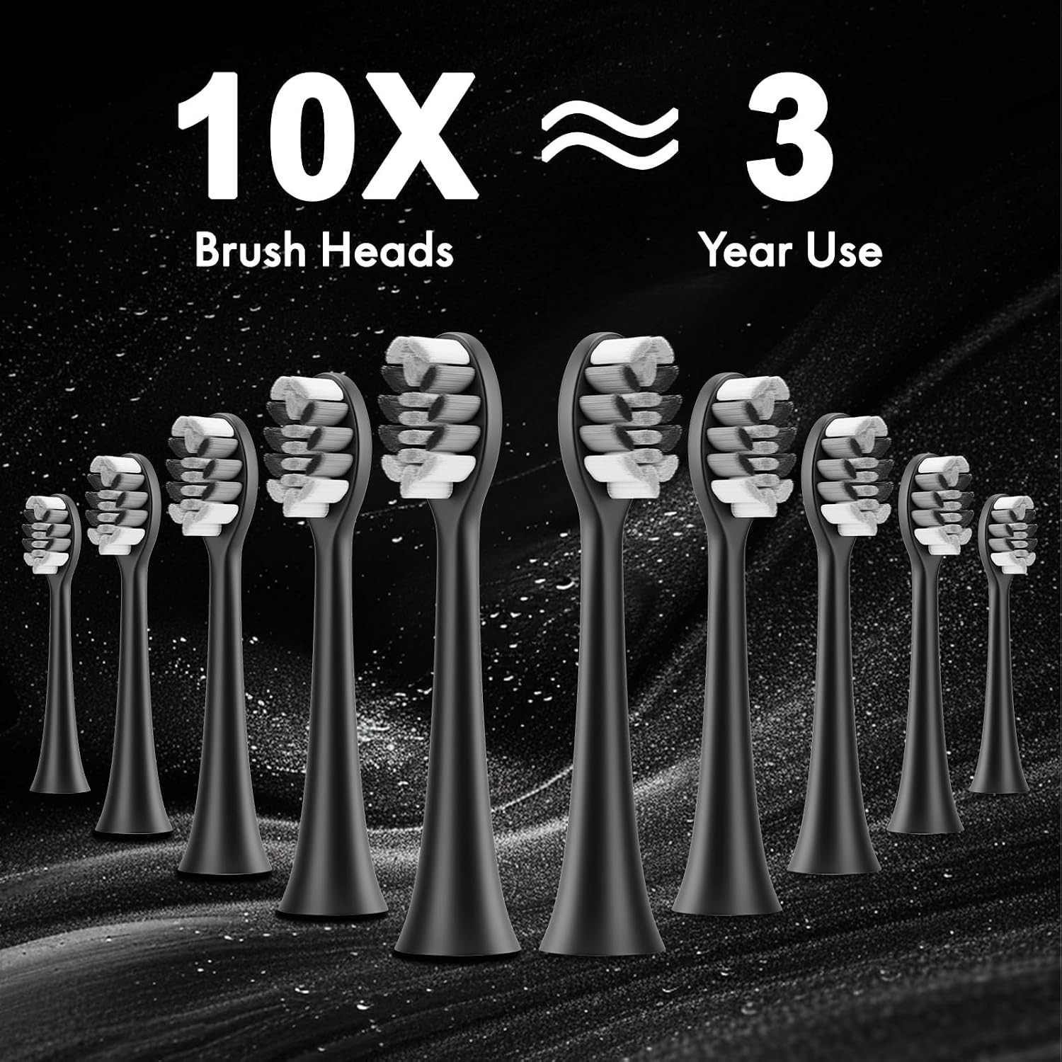 Sonic Diamond Electric Toothbrush for Adults & Kids – 10 Heads & Travel Case