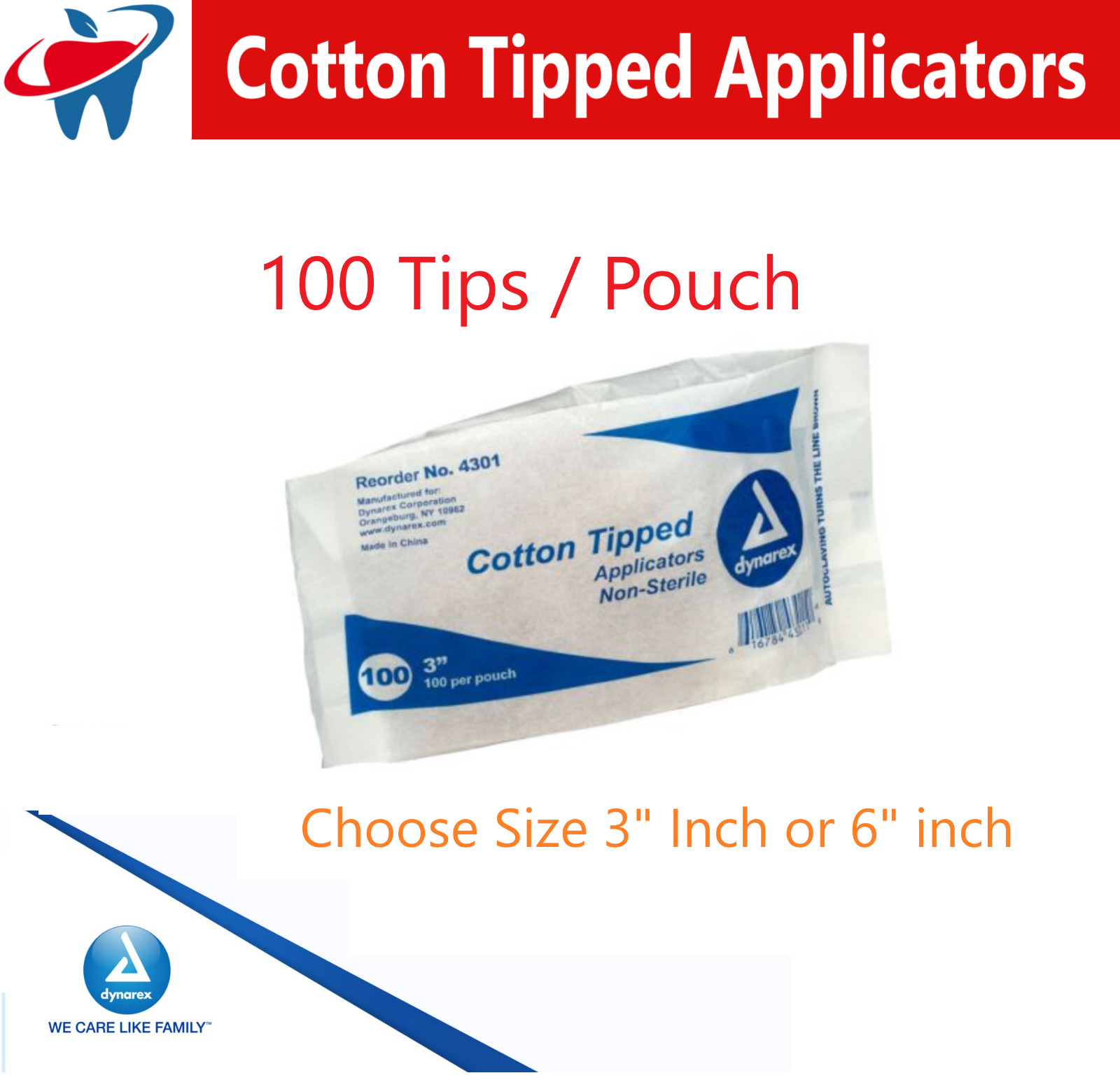 100-1000pc Cotton Swabs Q-tips 6″ Long Wood Wooden Handle Cleaning Applicators