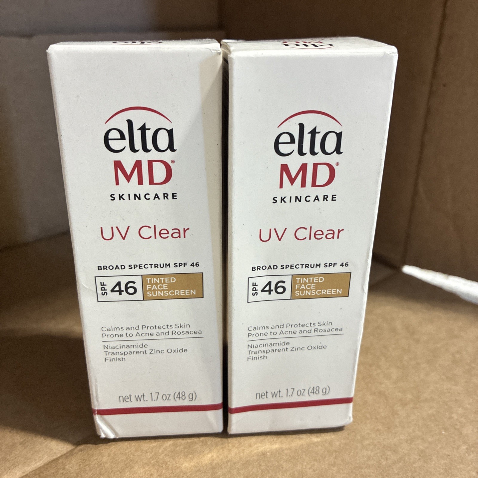 2 Pack UV Clear TINTED Facial Sunscreen SPF 46 1.7 oz Experation 2029 New in Box