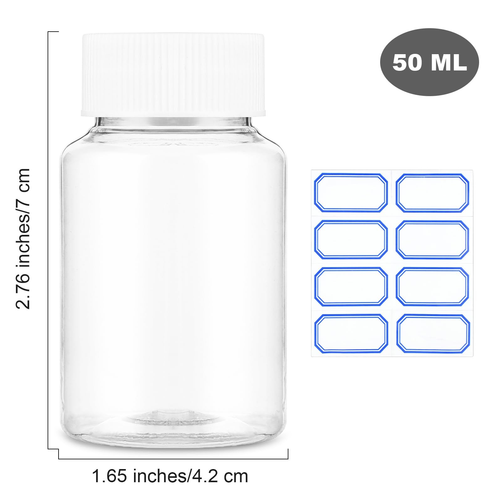 WLLHYF 4Pcs Clear Plastic Pill Bottles, 50ml Empty Medicine Containers with C…