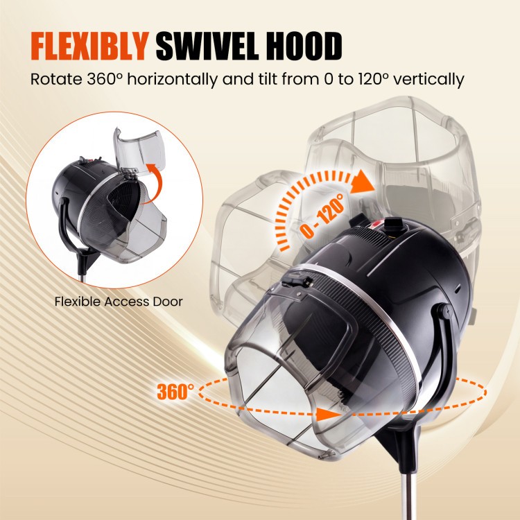 Salon Standing Hair Bonnet Dryer — 40–60°C, 60-Min Timer, Wheels