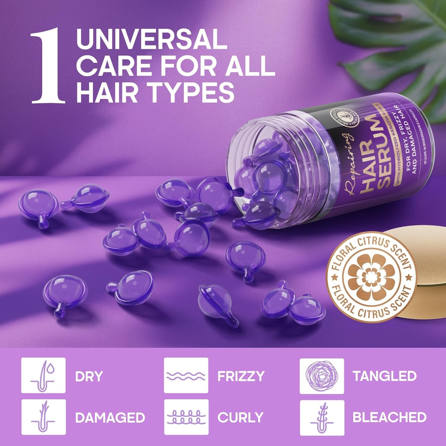 Hair Vitamins Oil Capsules for Frizzy & Damaged Hair Keratin Treatment with Oils