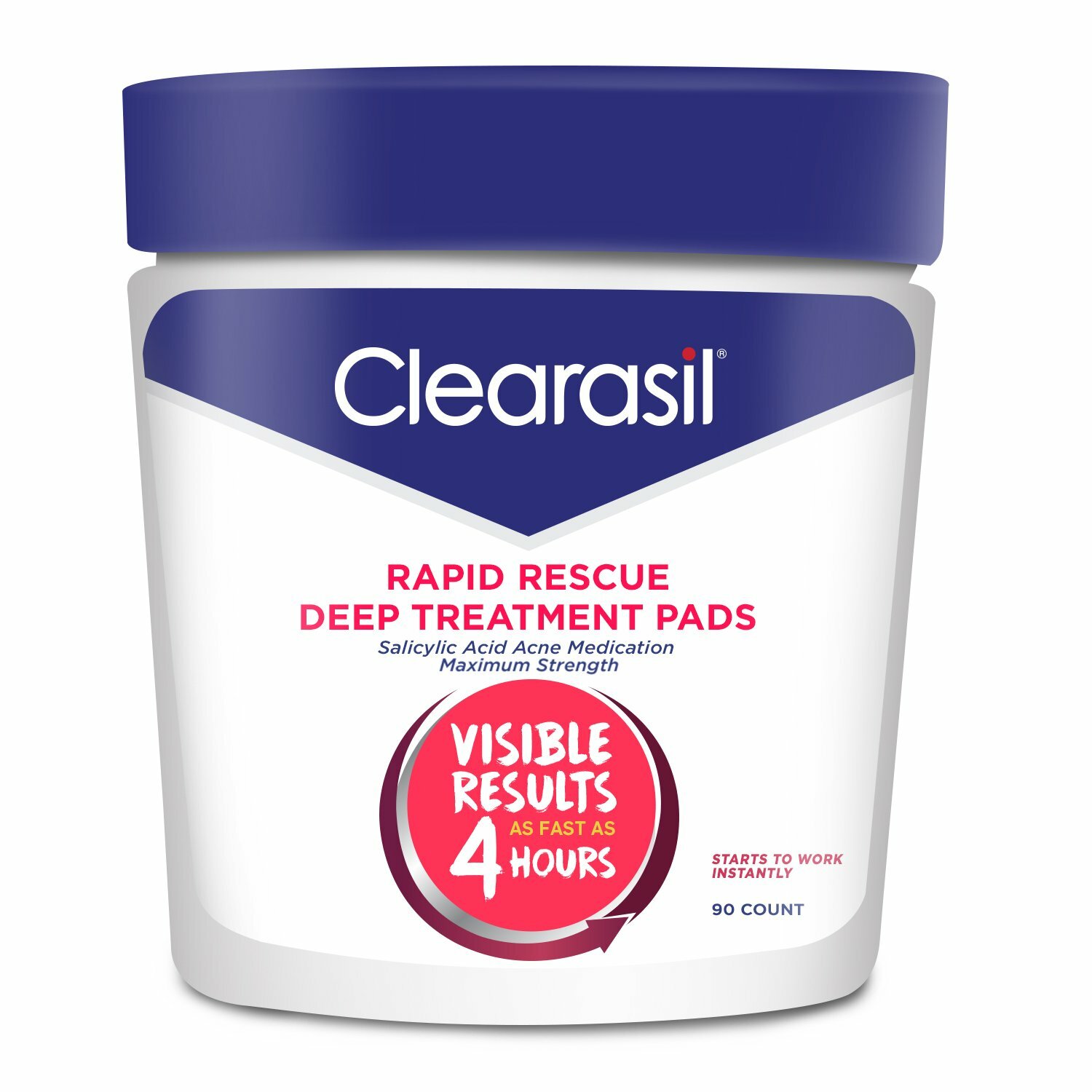 Clearasil Rapid Rescue Deep Treatment As Fast 4 Hours Pads 90 ea (Pack Of 6)