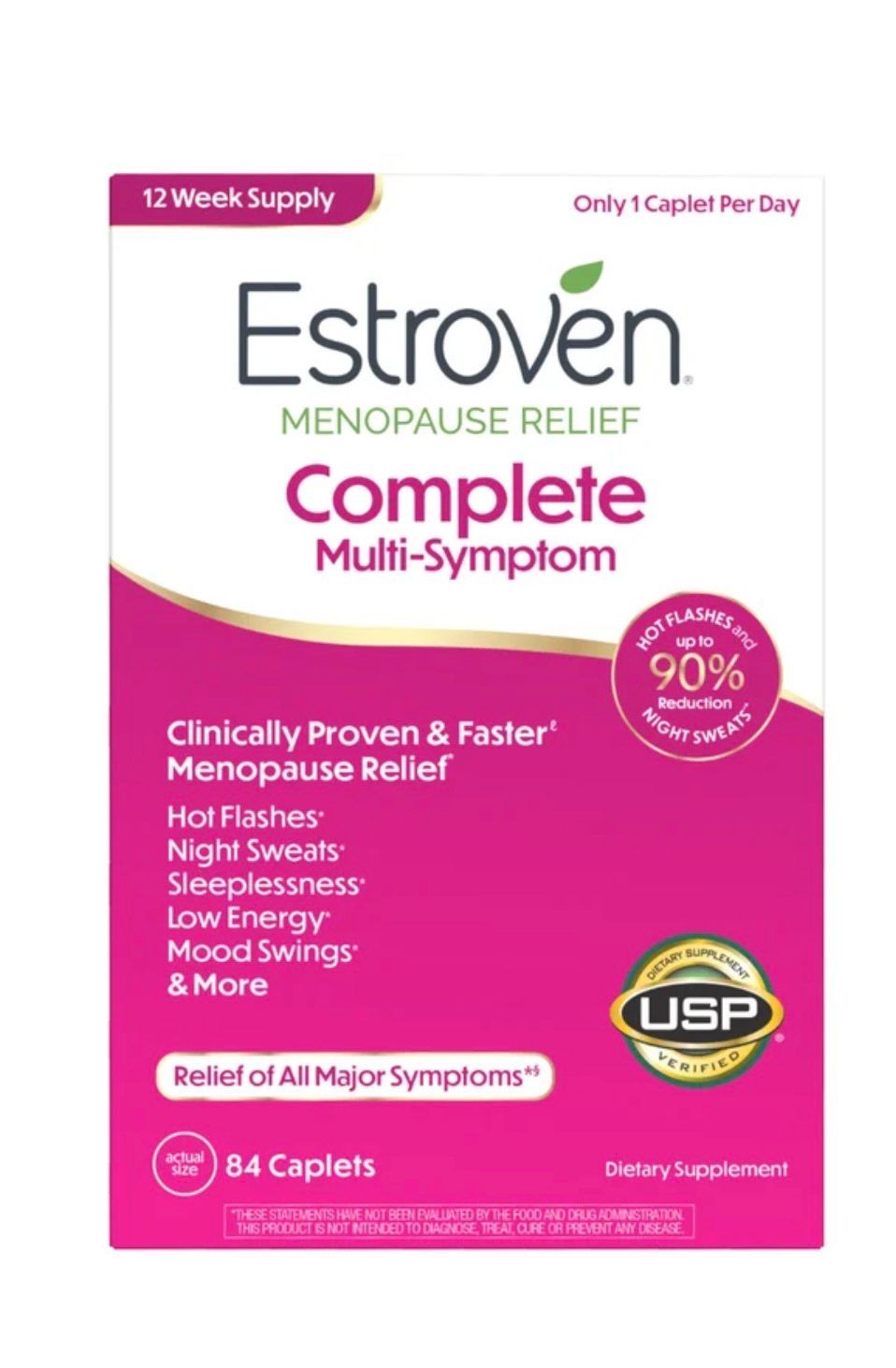 Estroven Menopause Relief Complete Multi Symptom 84 Caplets 12 Week Supply