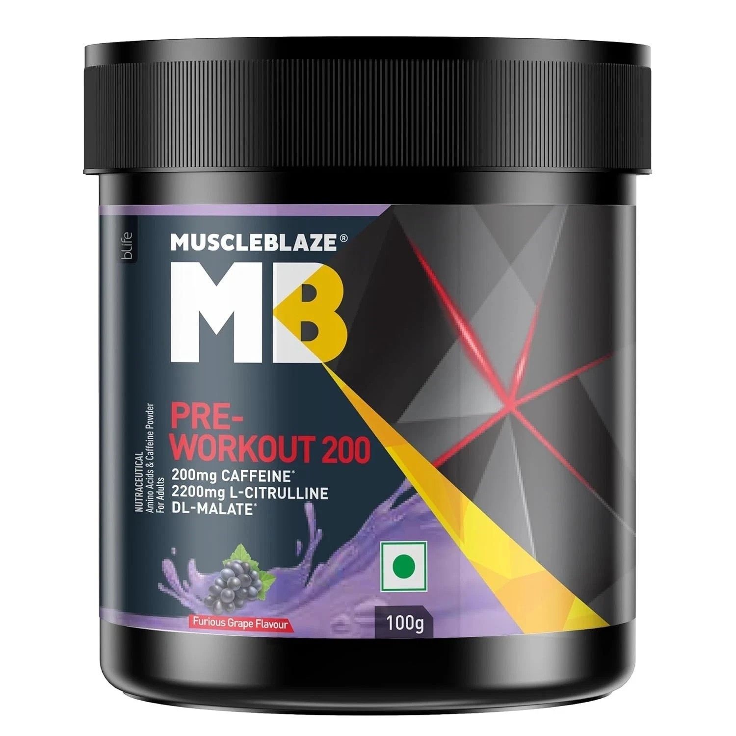 Pre Workout 200(Furious Grape,20 Servings,100 G)