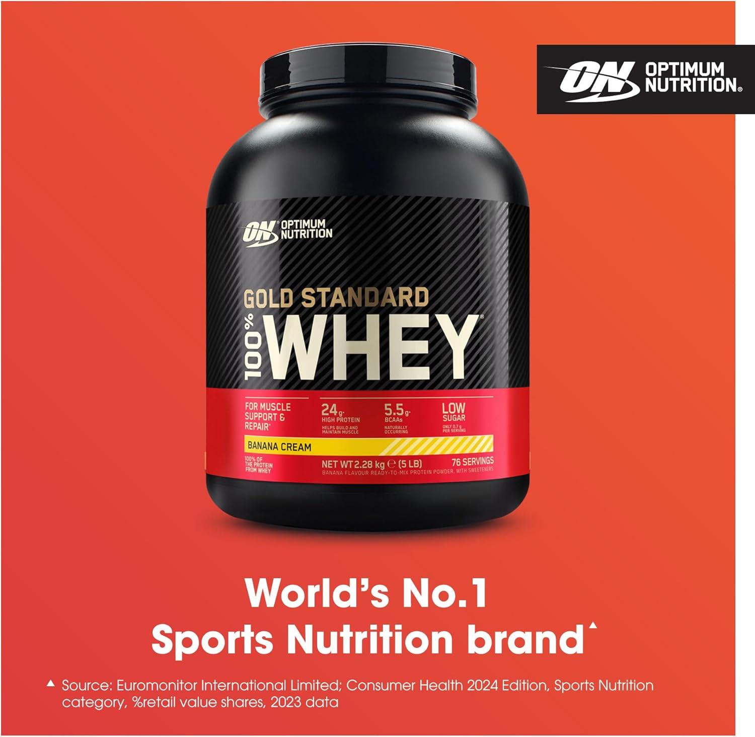 Gold Standard 100% Whey Protein Powder, Banana Cream, 5 Pound (Packaging May Var