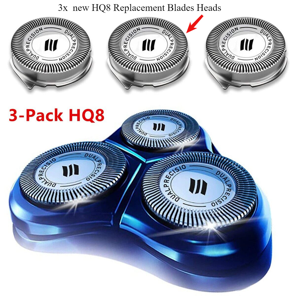 3 Blades-New HQ8 Heads Replacement for Philips Norelco Aquatec Shaver Razor Pack