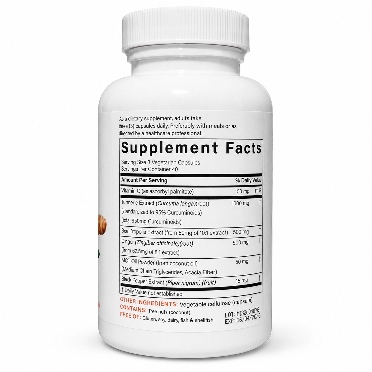 Microingredients Turmeric Curcumin 95% 1000mg 360 Caps Vegetarian Non-GMO
