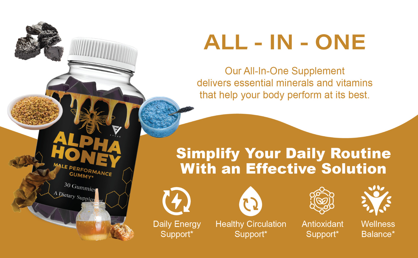 Alpha Honey Performance Gummies, AlphaHoney Supplement (30 Gummies)