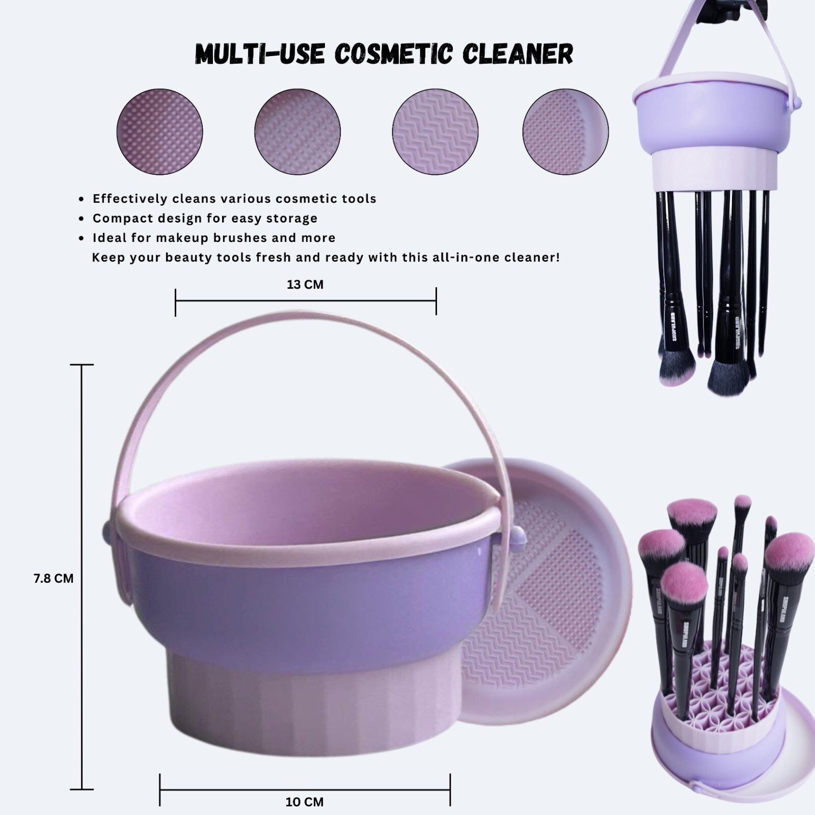 3-in-1 Silicone Makeup Brush Cleaner Bowl – Wash, Dry, and Store Brushes Easily