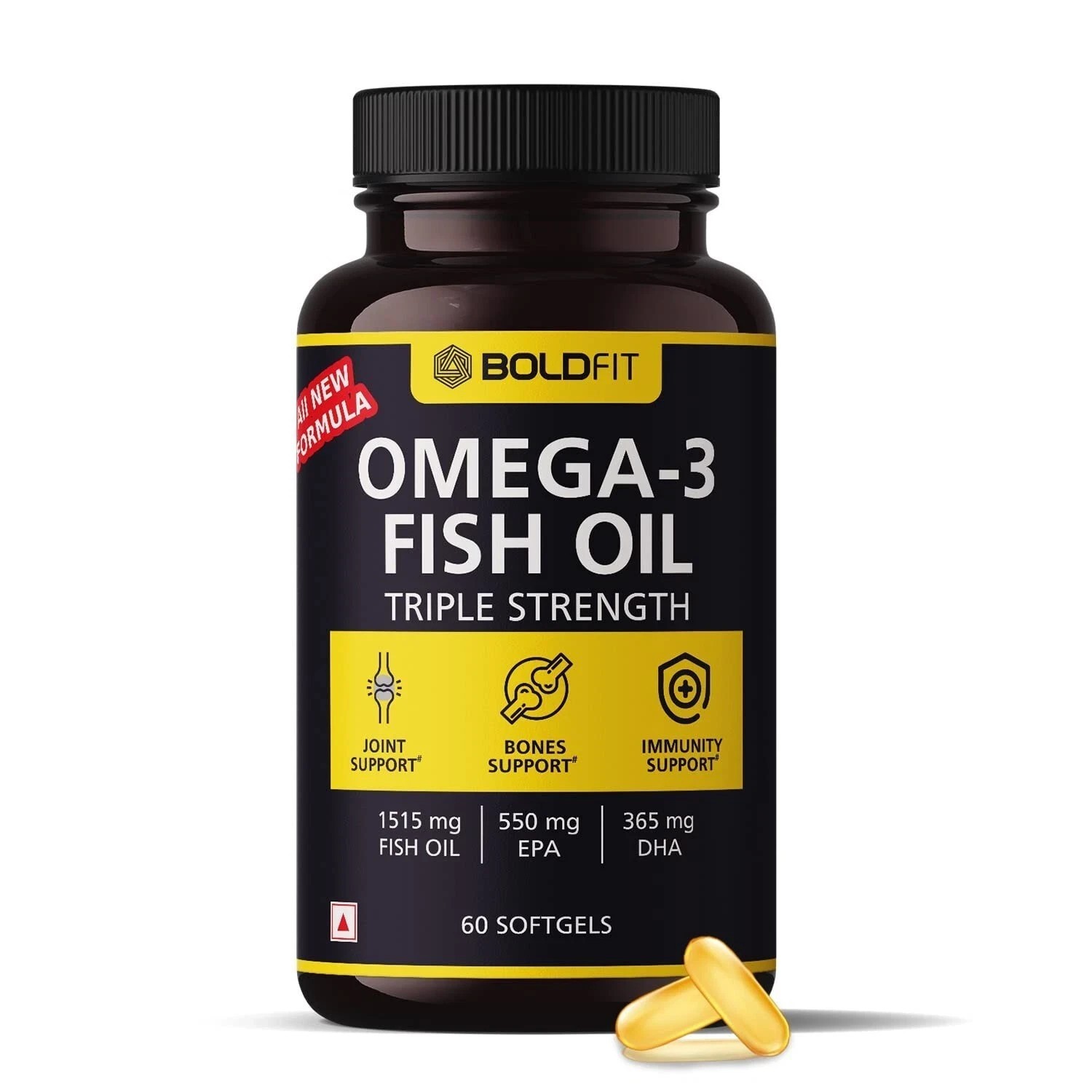 Boldfit Fish Oil Omega 3 cap Health Supplement 550Mg EPA & 365Mg DHA 60 Softgels