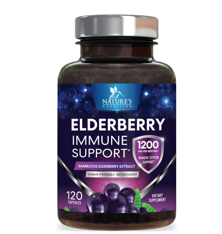 Elderberry Capsules 1200mg Immune System Support Sambucus Nigra Extract