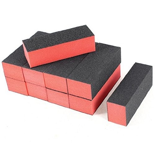 Onwon 10 PCS Sanding Buffing Nail Polisher 4 10 Count (Pack of 1), Black/Red