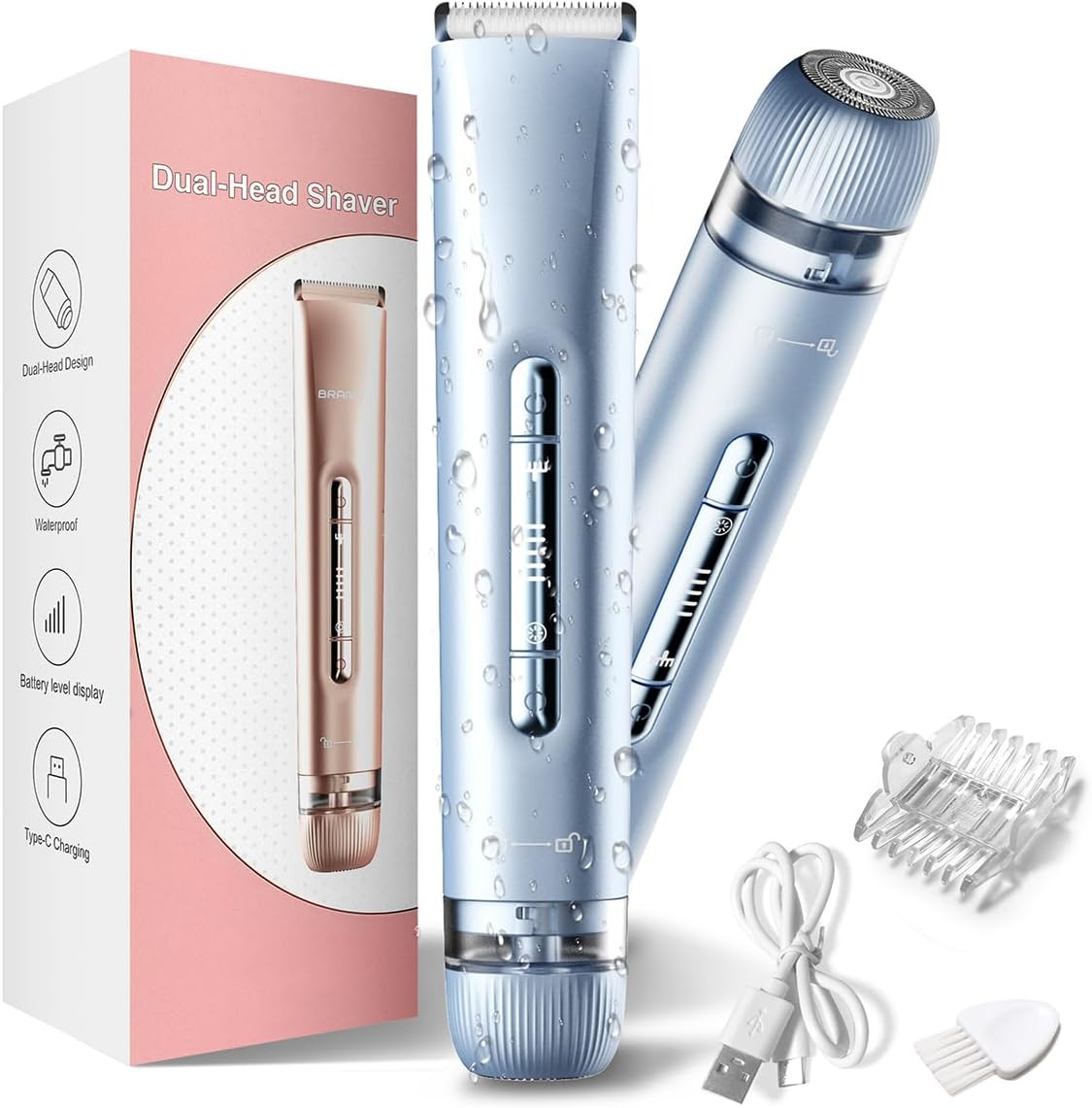 Bikini Trimmer for Women,2 in 1 Womens Electric Razors,Dual Head Shaver for Wom