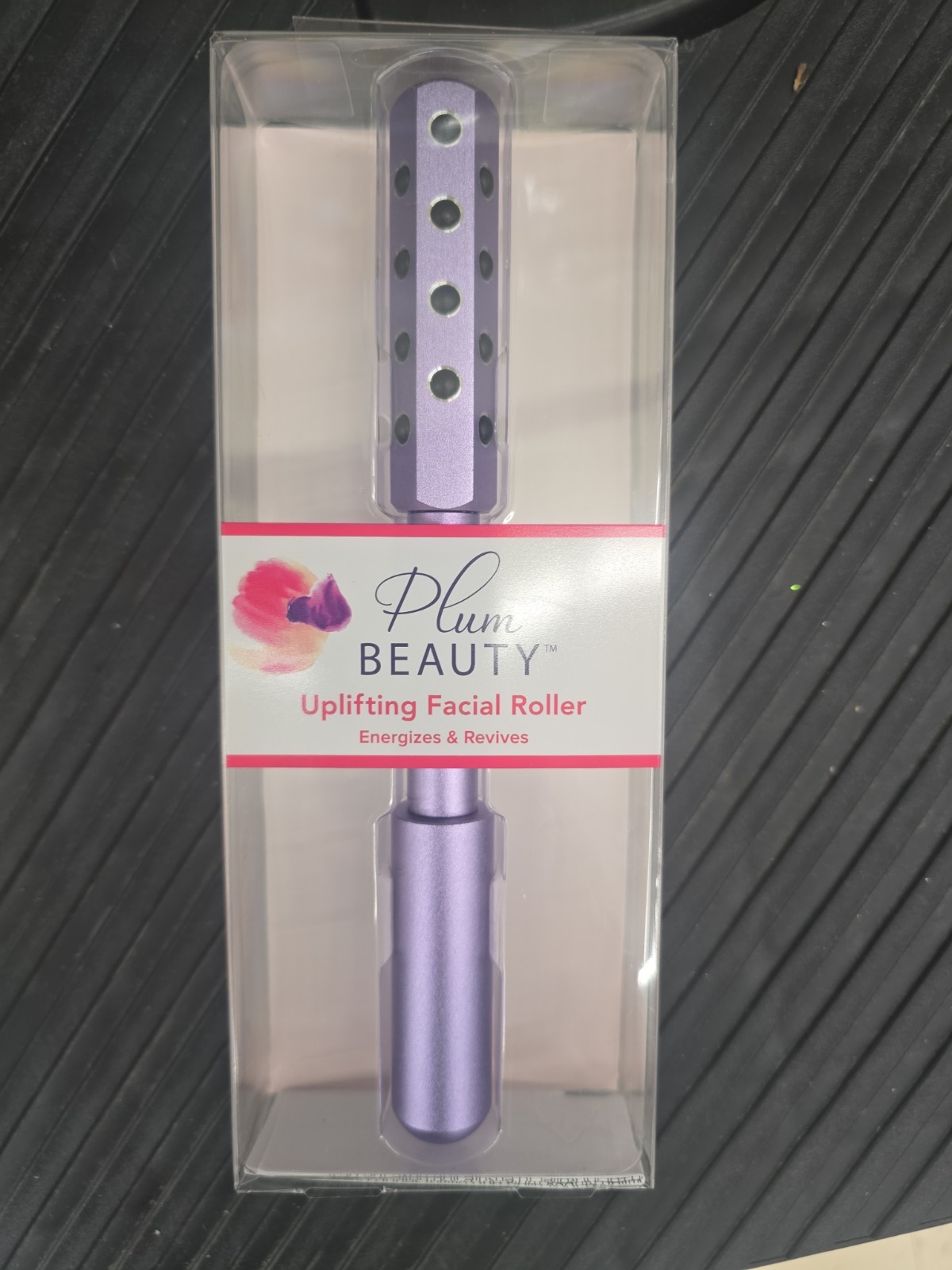Plum Beauty Uplifting Facial Roller Stone Massager Neck Skincare Lift Purple NIB