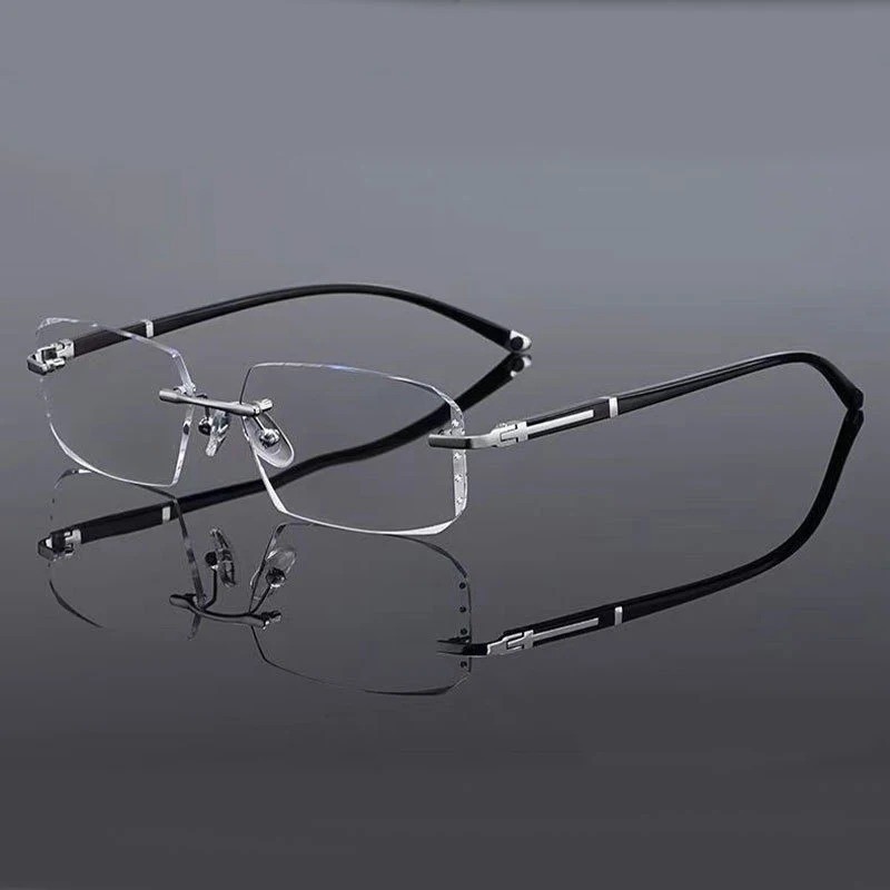 Progressive Multifocal Reading Glasses for Men Blue Light Blocking Titanium Arm