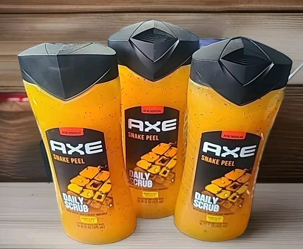 3 Axe Snake Peel Daily Scrub Exfoliating Body & Face Wash 16 oz. ea