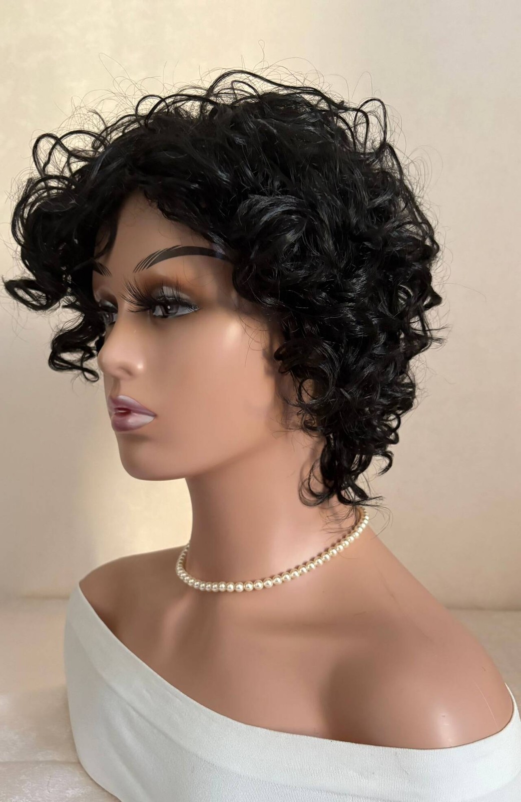 Short Bob Curly Wig with Bangs Hair Wigs None Lace Wigs