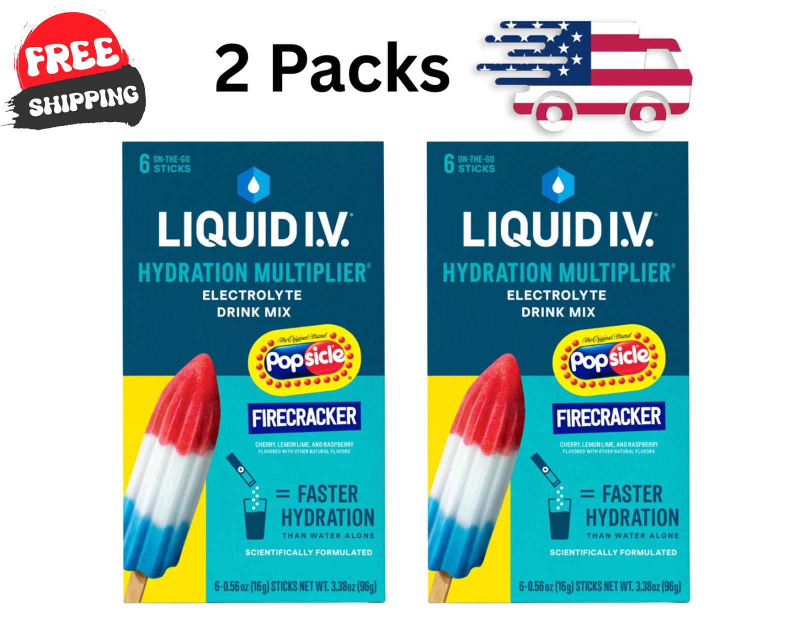 Liquid I.V. Firecracker Hydration Multiplier Electrolyte Drink Mix 6 Pack