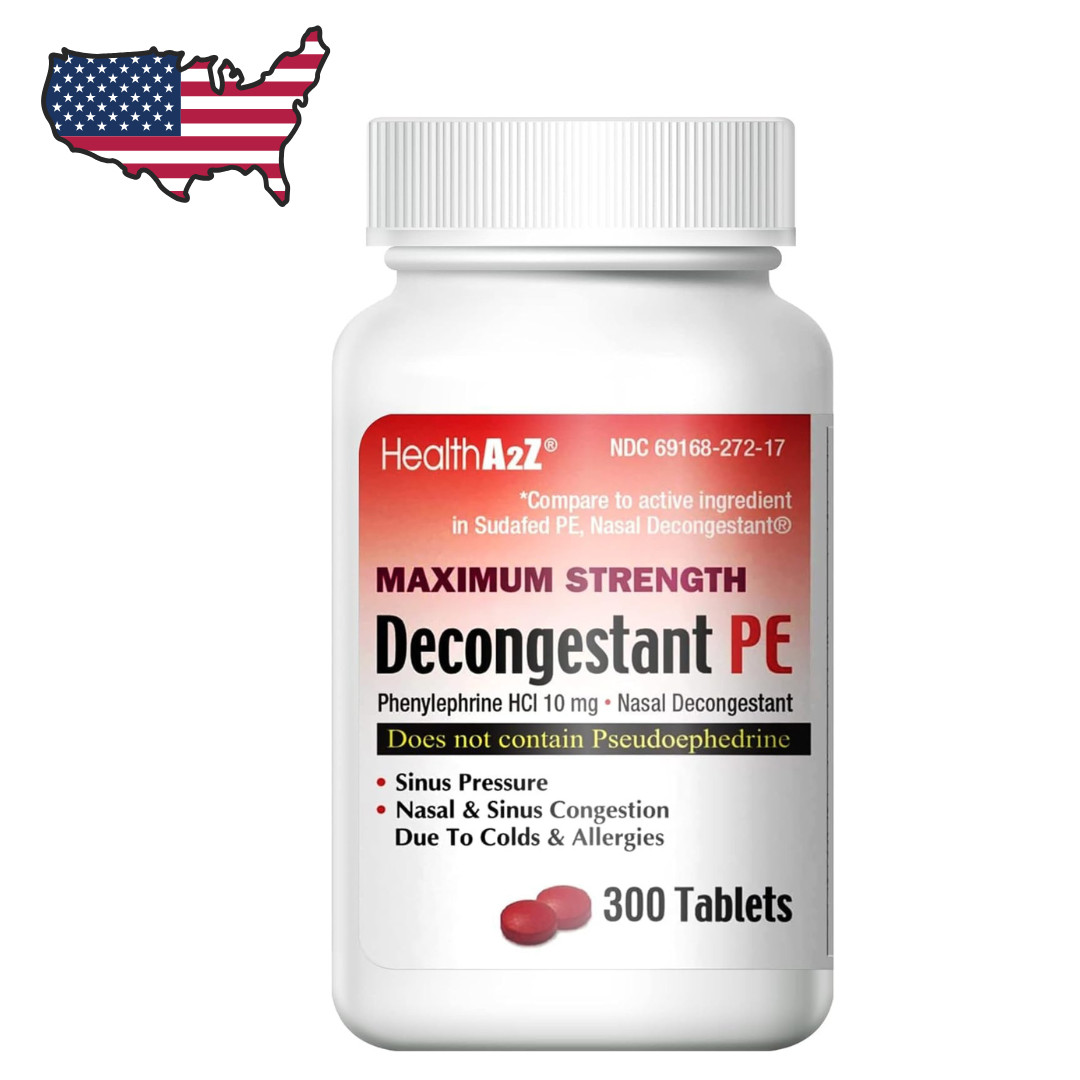 300 Ct. Decongestant PE Phenylephrine HCl Non-Drowsy Nasal & Sinus Congestion