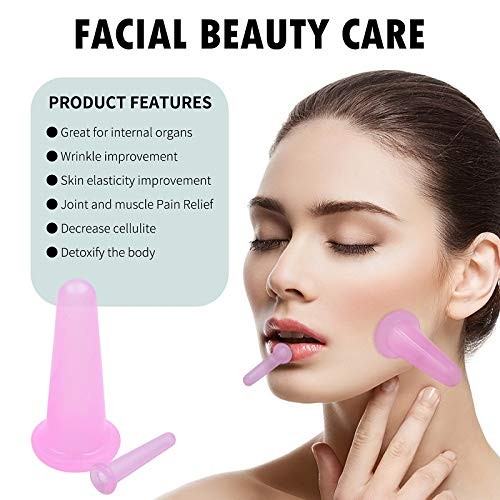 4 Pcs Facial Cupping Set,Natural Silicone Facial Massage Cup for Body,Face,Neck,