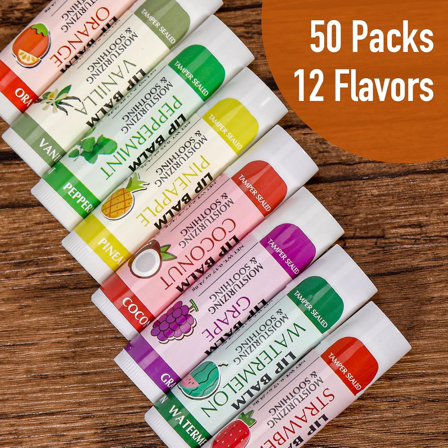 50 Pack Lip Balm Bulk, Moisturizing Lip Balms for Dry Cracked Lips, Mothers Day