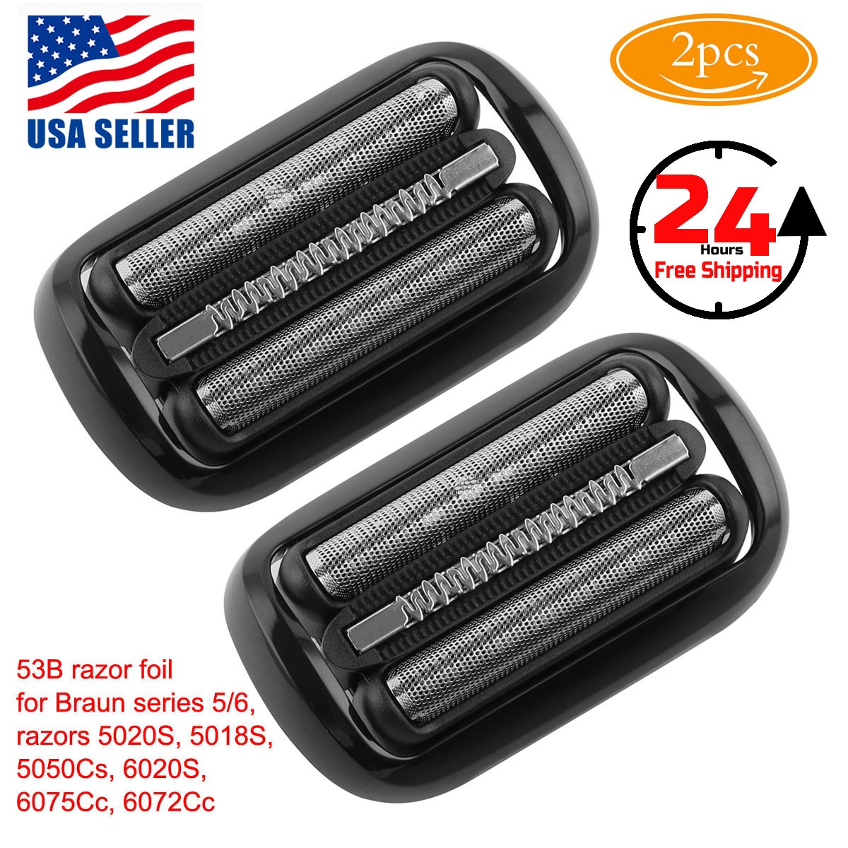 For BRAUN 53B 5/6 Series 2PCS Replacement Electric Shaver Head Foil Blade USA