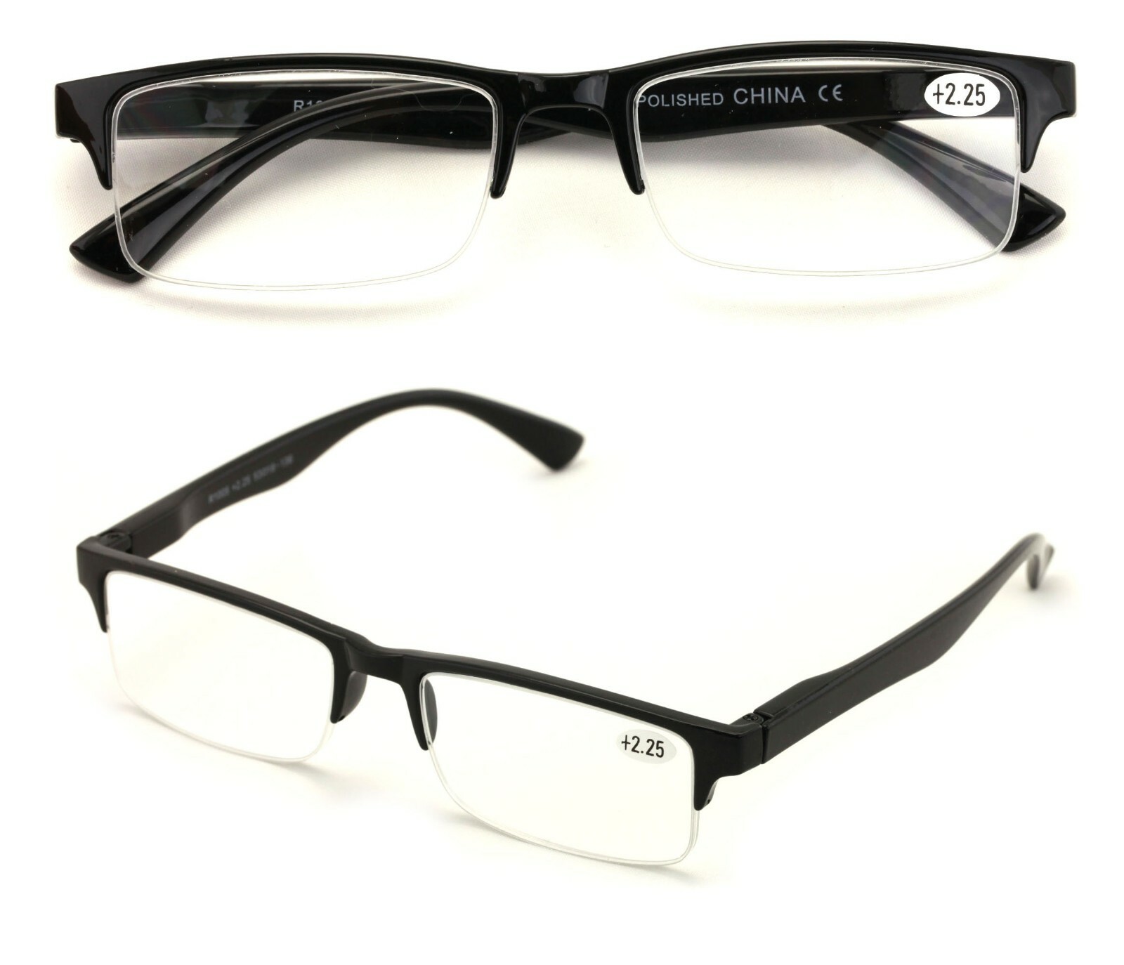 2 Pairs Rectangular Half Rim Reading Glasses – Simple Classic Reader