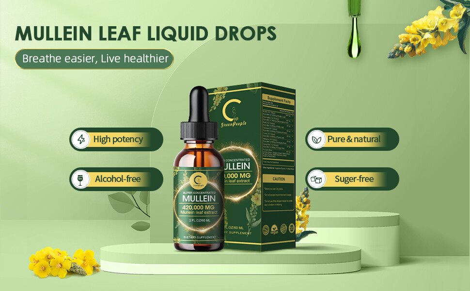 Mullein Leaf Extract Super Concentrated 420,000 MG 2 FL.OZ/60 ML Lung Cleanse