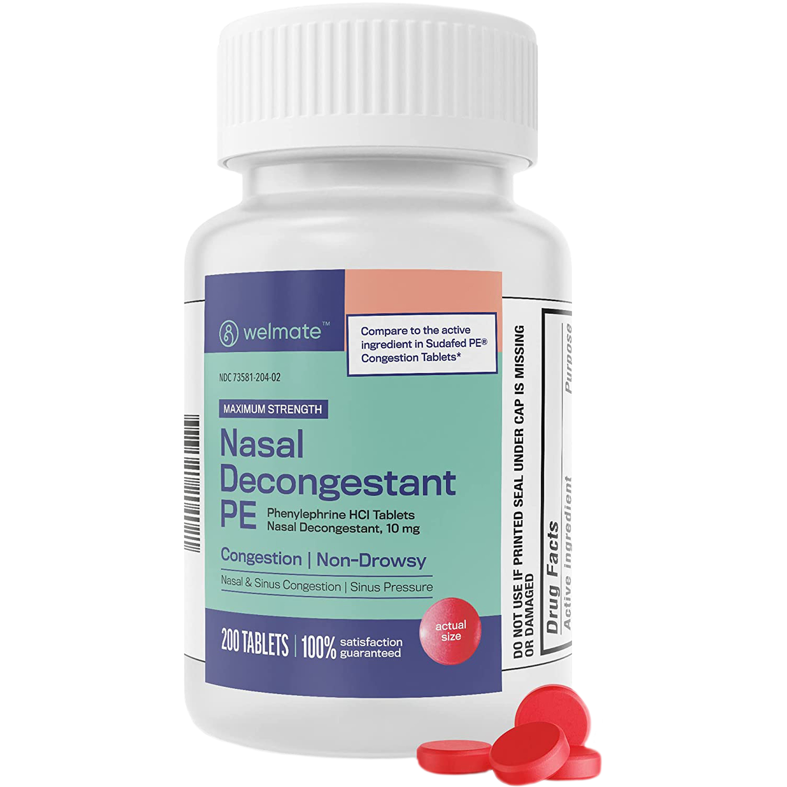 Phenylephrine HCl 10mg | Max Strength Nasal Decongestant PE and Sinus 200 Count