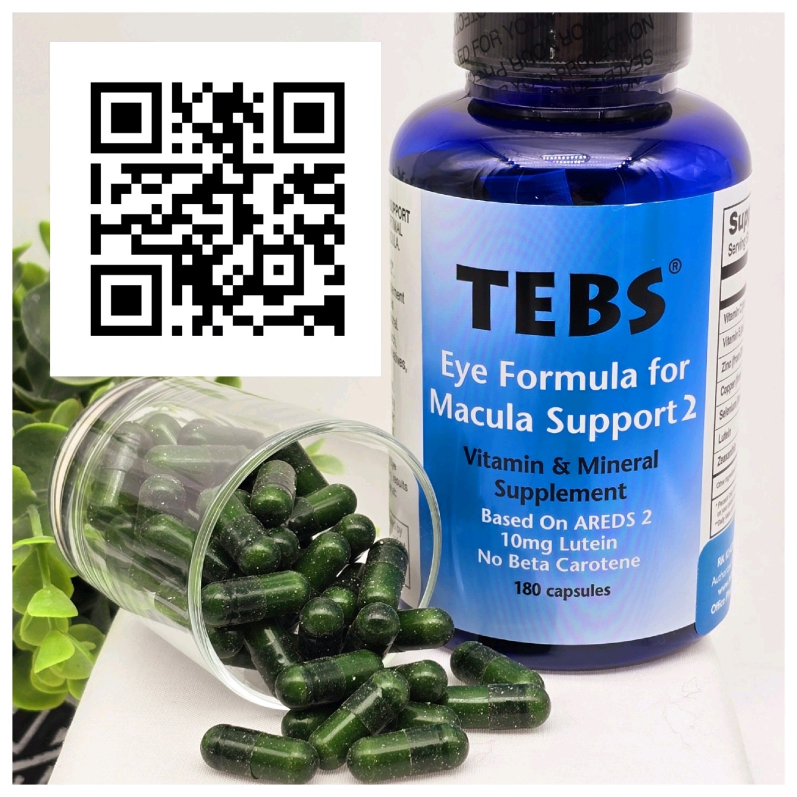 4 Bottles TEBS Macular Degenaration Eye Vitamins AREDS 2 – One Year Supply