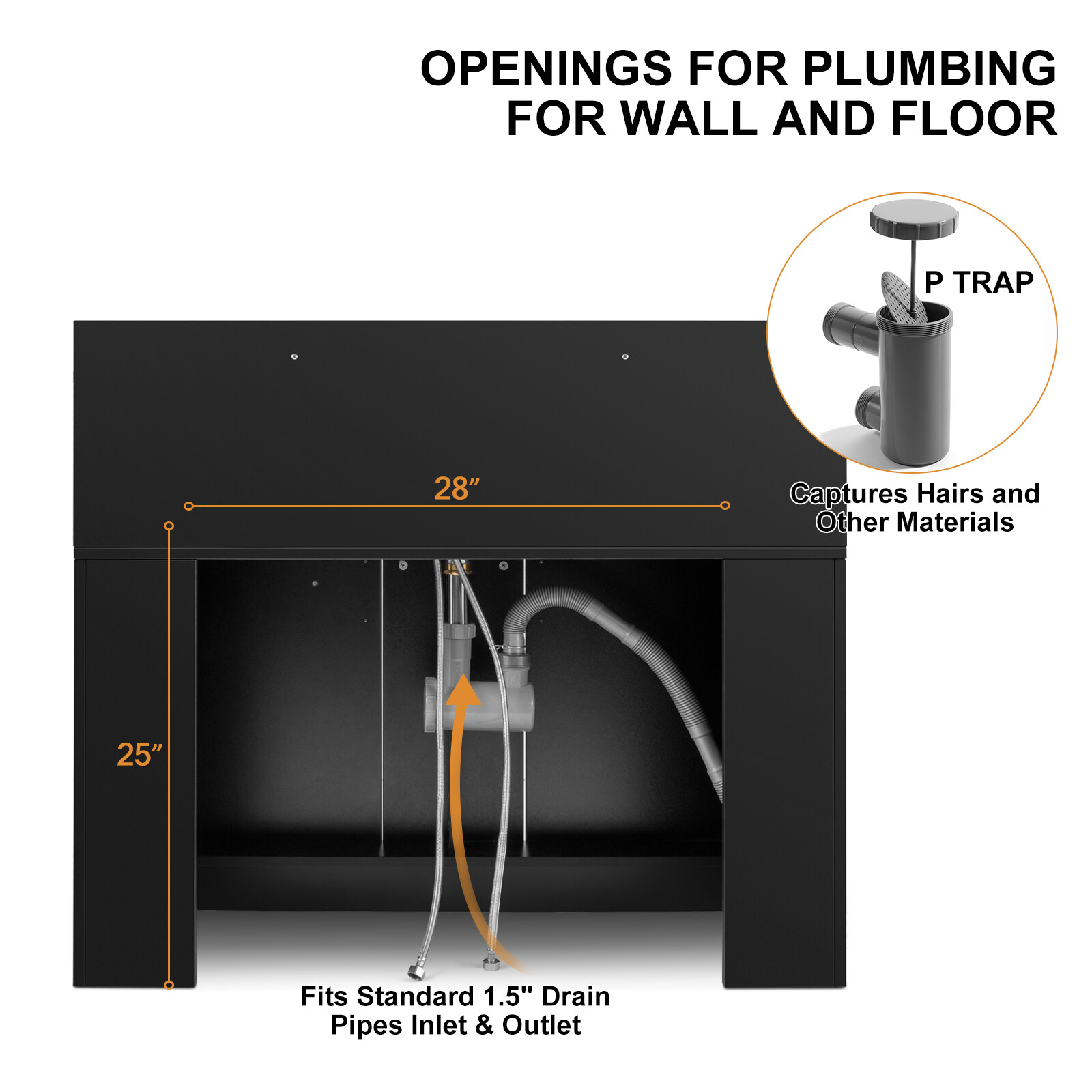 Pro Salon Backwash Sink Bowl Shampoo Station with Drawer,USB,P Trap Outlets