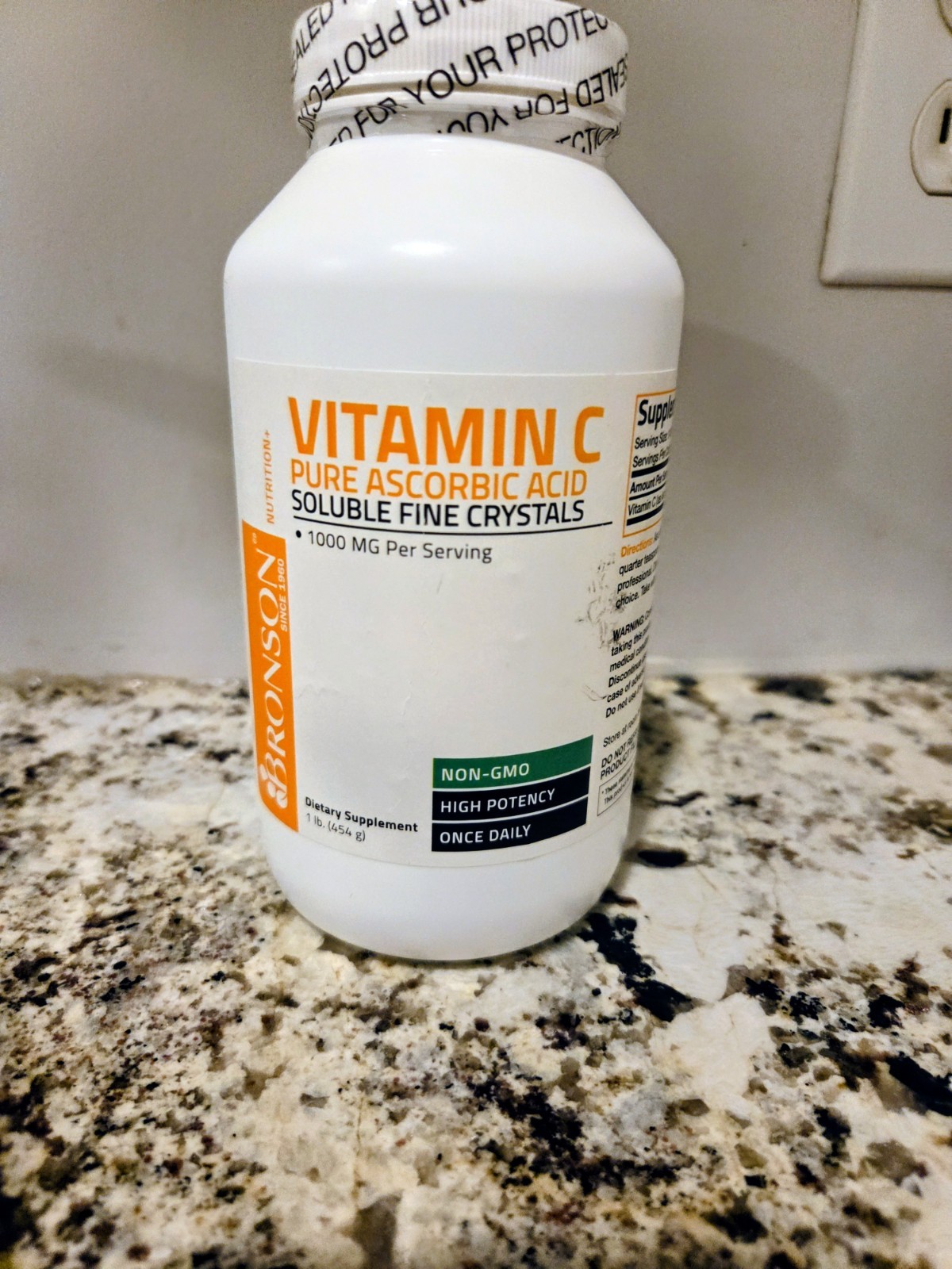 Bronson Vitamin C Powder, Pure Ascorbic Acid Soluble Fine Crystals 1lb 1000 mg